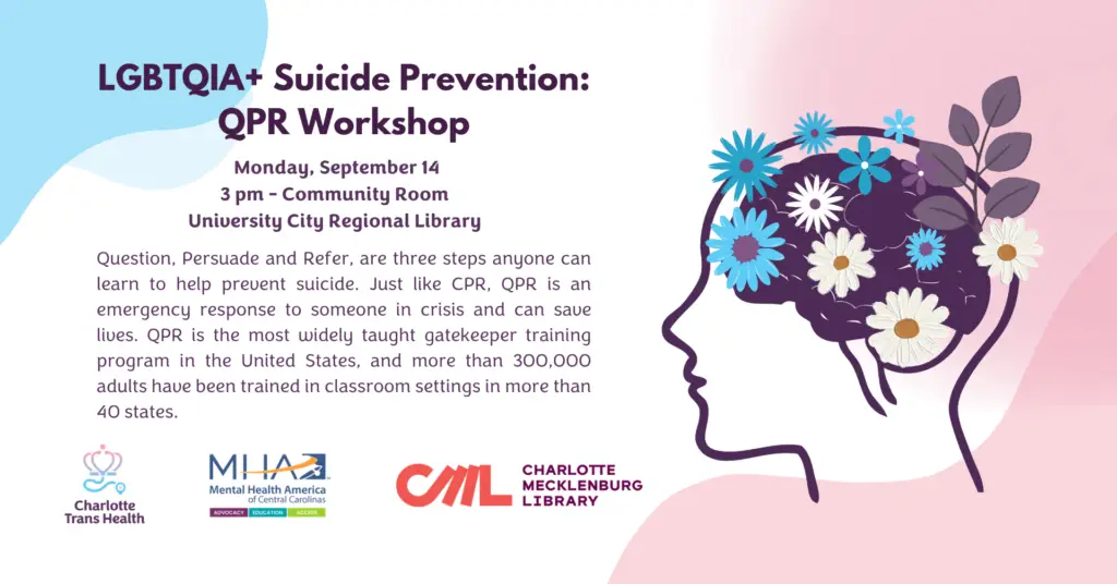 LGBTQIA+ Suicide Prevention: QPR Workshop With Charlotte Trans Health and Mental Health America of The Central Carolinas